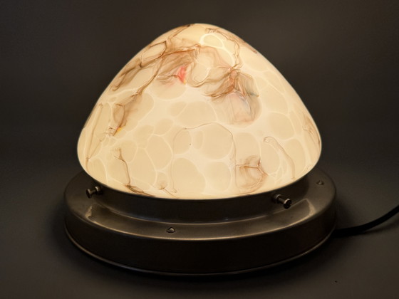 Image 1 of Vintage gemarmerde plafondlamp - elegantie in glas en metaal