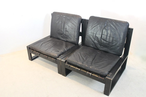 Ensemble de salon par Atelier Sonja Wasseur, Salons de jardin & lounge design d'occasion, Cuir, Bois (photo 10 sur 14)