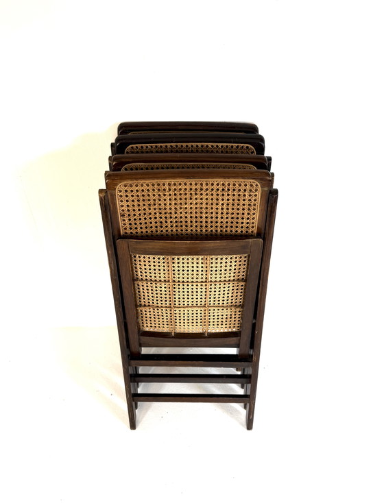 Image 1 of Ensemble de 4 chaises pliantes vintage en toile, Italie, années 60