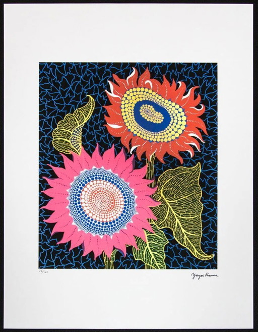 Nach Yayoi Kusama, Blumen, Lithografie, 1990er Jahre