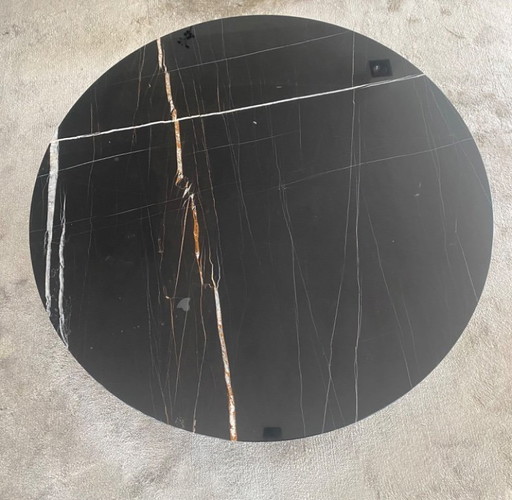 Minotti Carlin salontafel blad marmer Sahara poten gold finish