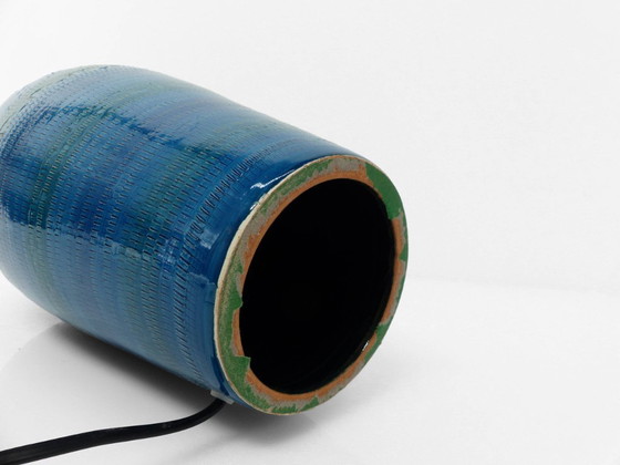 Image 1 of Lampe aus blauem Steingut, Italien, ca. 1980