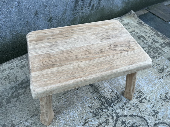 Image 1 of Vintage brutalist bijzettafel/plantentafel in blank eikenhout 