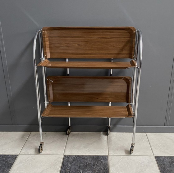 Foldable Serving Trolley by Bremshey & Co 1970s – Bar carts, Metal, lamine (photo 8 of 11)