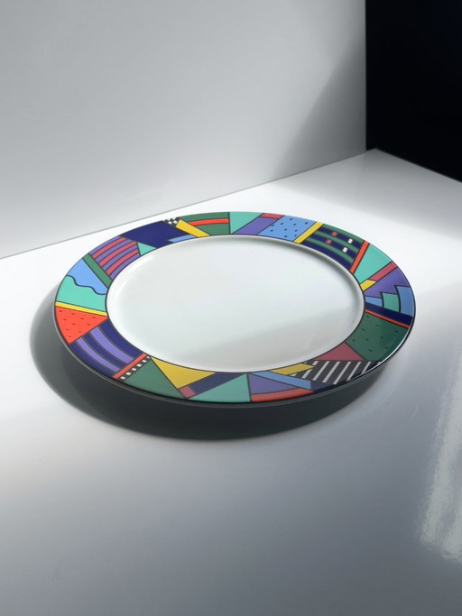Rosenthal Studio-Line „Scenario Metropol“ Servierteller – Barbara Brenner, 1990er Postmodern Memphis Design – Porcelain