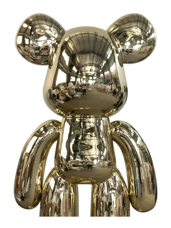 Image 1 of Fiberglass Sculpture - Brick Bear Figure - Gold