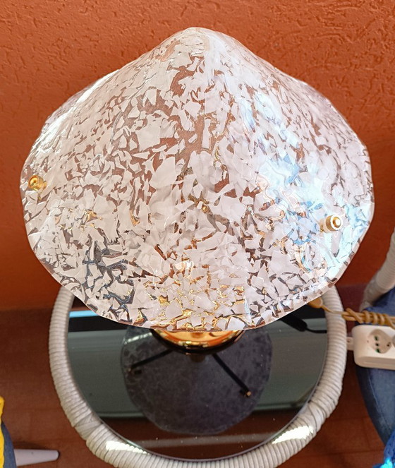 Image 1 of MURANO Large 46cm Table Lamp by Sylcom - Broken Ice Effect - Handmade - Made in Italy New