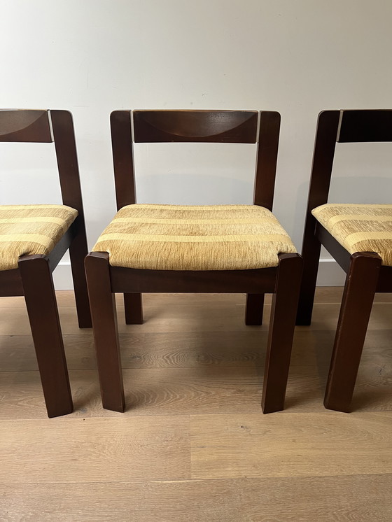 Image 1 of 4x teak vintage brutalist dining chairs