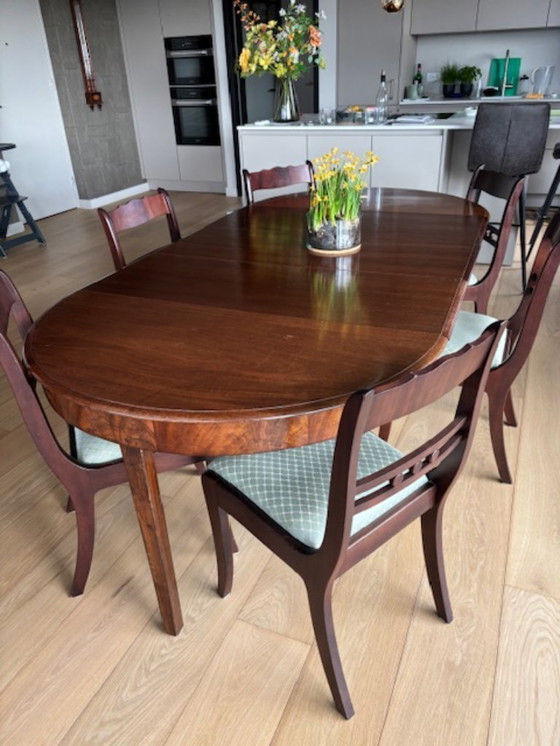 Image 1 of antique mahogany table with six chairs