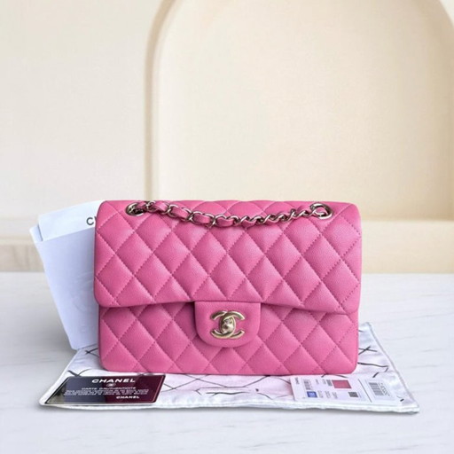 Bolso Chanel Classic Flap pequeño - Caviar 23CM, piel de becerro granulada acolchada, herrajes de oro rosa, Serie 28