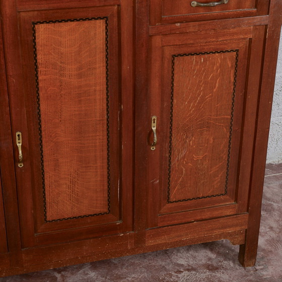 Tweedelig buffetkast met vitrine en vier deuren – Buffetkasten, Marmer, Metaal, Art Nouveau (photo 11 of 16)