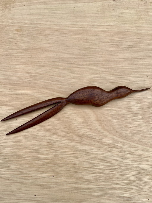 Vintage mid - Century teak wooden hummingbird wall decoration