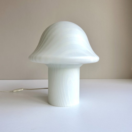 Vintage tafellamp Peill en Putzler opaal glas zebra ontwerp paddestoel lamp 70s 80s Mid Century Modern