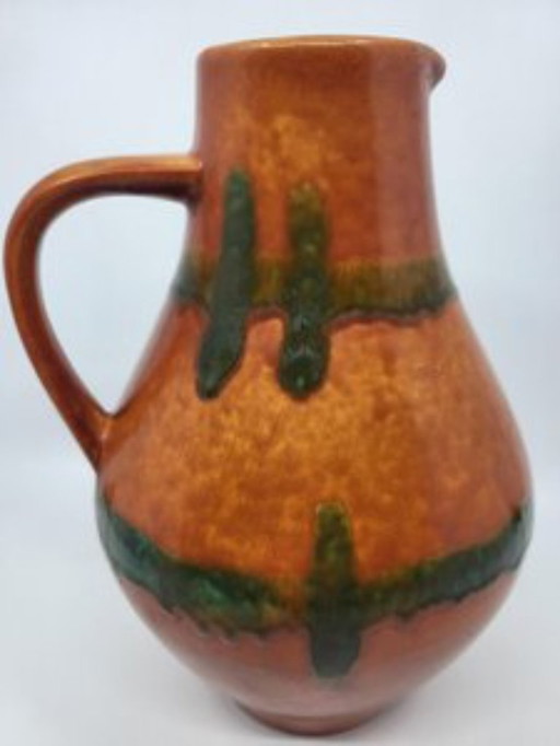 West Germany Orange and Green ceramic vase Germany 1970