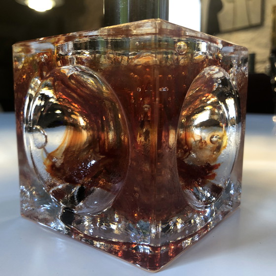 Image 1 of Table Lamp - Cube - Fractal Resin - Polished Steel - 1970