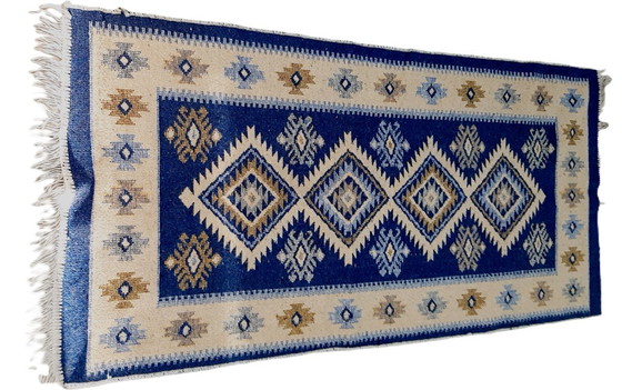 Image 1 of Vintage geometric-patterned flatweave kilim rug