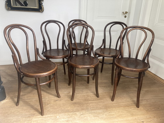 Image 1 of 6x Thonet No. 18 Chairs By Fischel, Ca. 1920