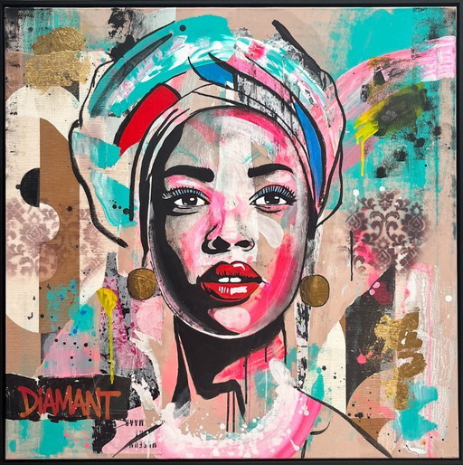 Afrikanische Anmut – Pop-Art-Gemälde 103 x 103