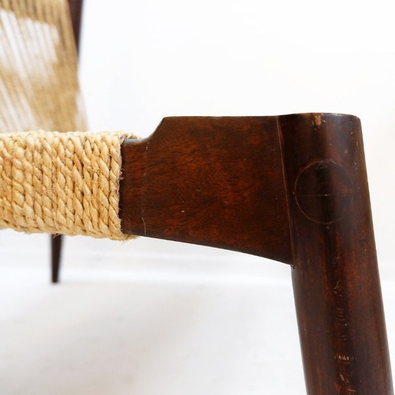 Image 1 of Paire de fauteuils en corde de jute et bois massif