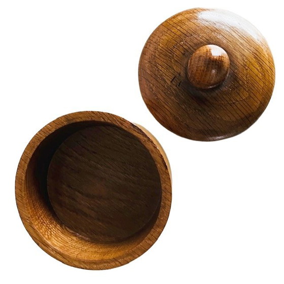 Image 1 of Vintage mid-century hand-turned teak wood pot 1960s