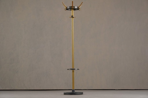 Vintage messing en metalen kapstok van Jacques Adnet, Frankrijk, jaren 1950.