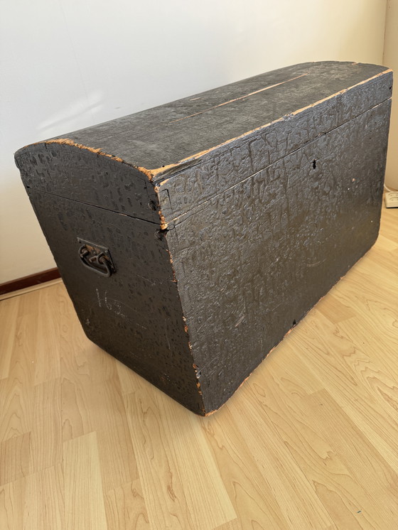 Image 1 of Black wooden storage chest