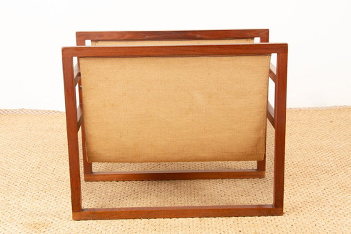 Portariviste danese in teak e lino di Henning Wind-Hansen per Sika Møbler 1960.