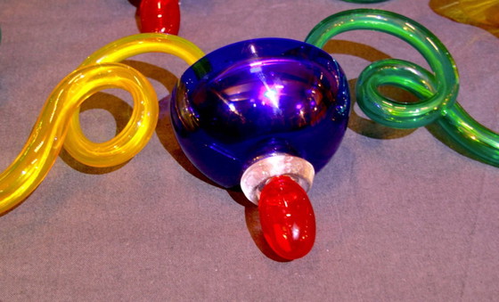 Image 1 of Paar veelkleurige wandlampen van Muranoglas, Sylcom, Italië