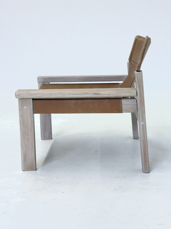 Image 1 of Vintage saddle leather cognac colored armchair