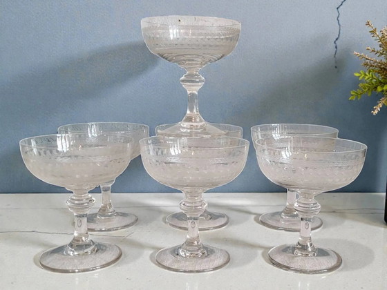 7 kristallen champagnecoupes – Glazen & Karaffen, Crystal, Glass (photo 2 of 6)