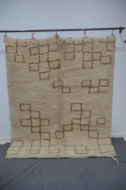 Luxe Beni Mrirt-vloerkleed, handgemaakt – 100% wol, gemaakt in Marokko (230 × 196 cm)