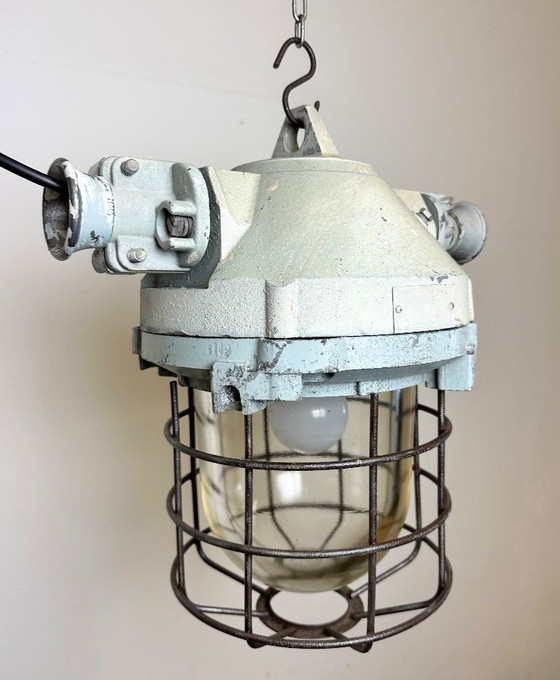 Image 1 of Industrial Bunker Ceiling Light with Iron Cage from Elektrosvit, 1970s