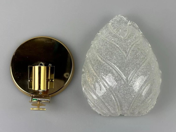 Image 1 of 60's 70's Lampe Lampe murale Glass Brass Blatt Space Age Design