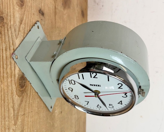 Image 1 of Vintage Green NHE Double-Sided Ship Wall Clock, 1980s