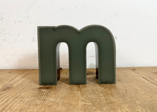 Vintage Grey Illuminated Letter M, 1970s