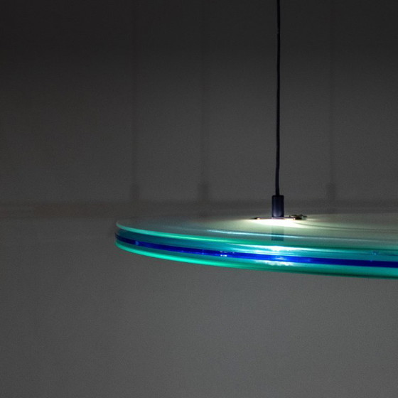 Image 1 of 1x  Space Age Aurora Blue Pendant by Arteluce, Perry King & Santiago Miranda, 1983