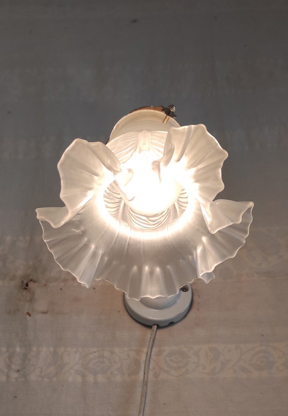 Image 1 of Art Deco style wall sconce in brass and glass paste - mid-20th century
