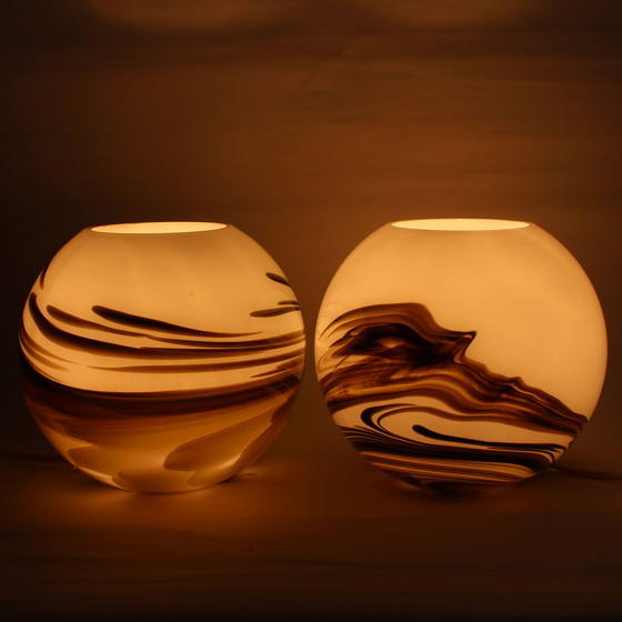 Image 1 of 2 lampes de table vintage en verre soufflé à la bouche par Brilliant