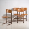 Vintage lounge chairs (c.1950). Set of 4 pieces – Dining chairs, Wood, Metal, Retro (photo 9 of 28)