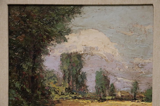 Image 1 of Campagne italienne, peinture à l'huile du 20e siècle, signée