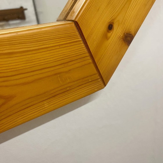 Image 1 of Grande specchio ottagonale in legno di pino, stile scandinavo, 1980