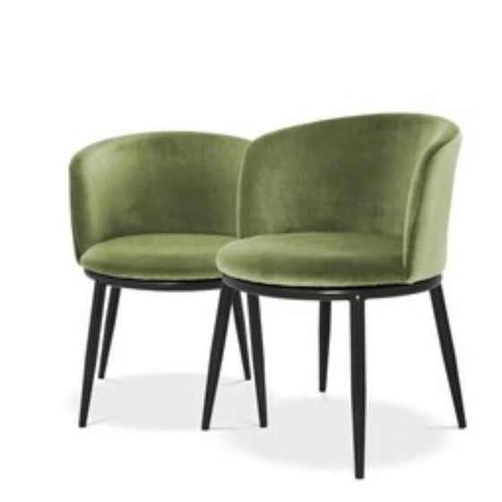 Filmore set van 2 - Cameron light green – Eichholtz, Eetkamerstoelen, Metal, Velvet (photo 4 of 5)
