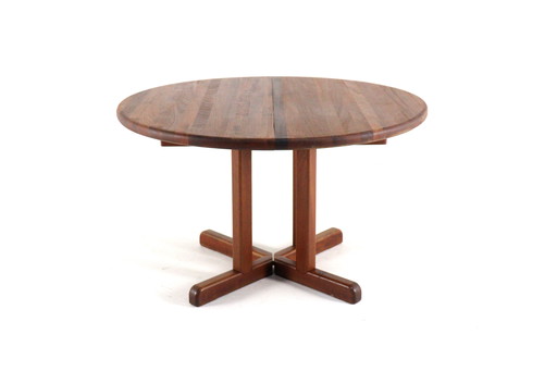 Dyrlund 2x extendable round dining table vintage solid teak