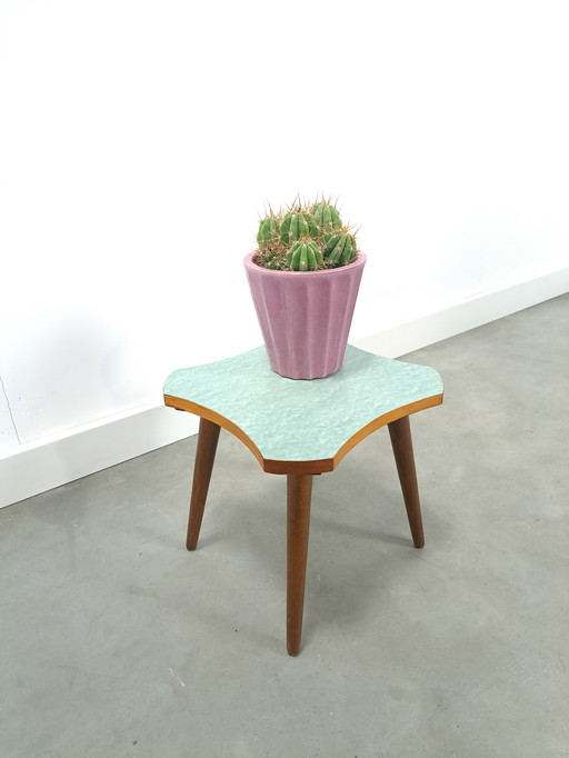 Side Table With Green Blue Formica Top, Plant Table No. 25