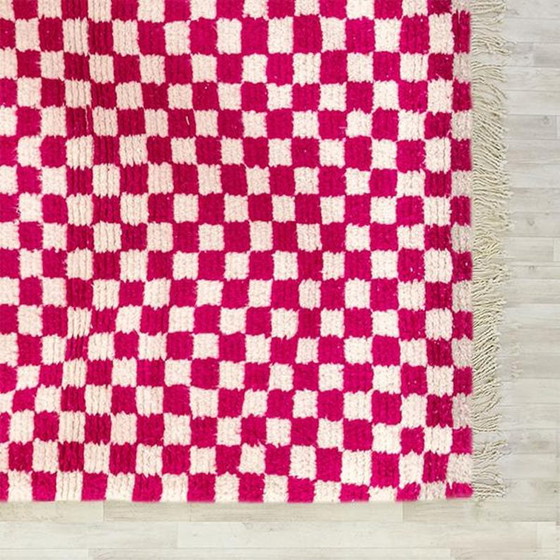 Tapis Berbère Marocain Avec Des Carreaux Rose 240/130cm – Wool (photo 5 of 6)