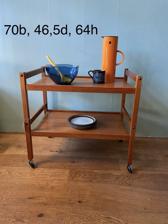 Image 1 of Roltafel teak en teak fineer vintage uit Denemarken 