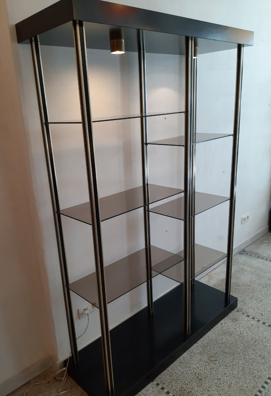 Image 1 of Hollywood Regency Messing en Glas Shelf.