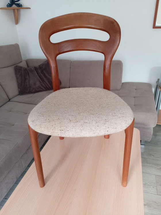 Image 1 of 2x Teak Chair J. L. Moeller Upholstered Chair Møller 70s Danish Design Niels Otto Denmark