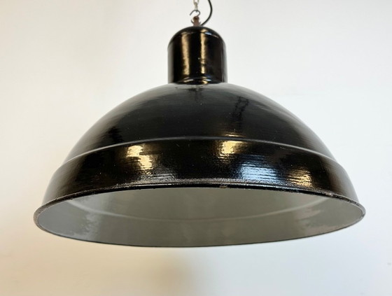Image 1 of Industrial Black Enamel Factory Pendant Lamp, 1950s