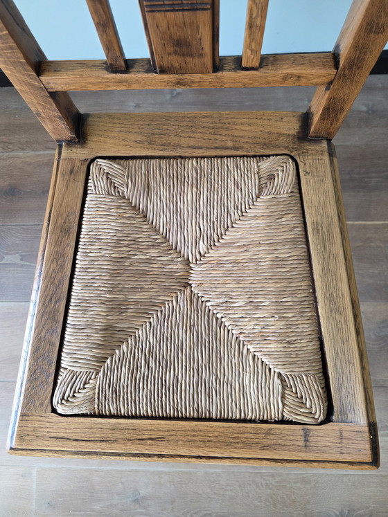 Image 1 of Art-Deco-Eichenstühle mit Korbsitzen, 2er-Set